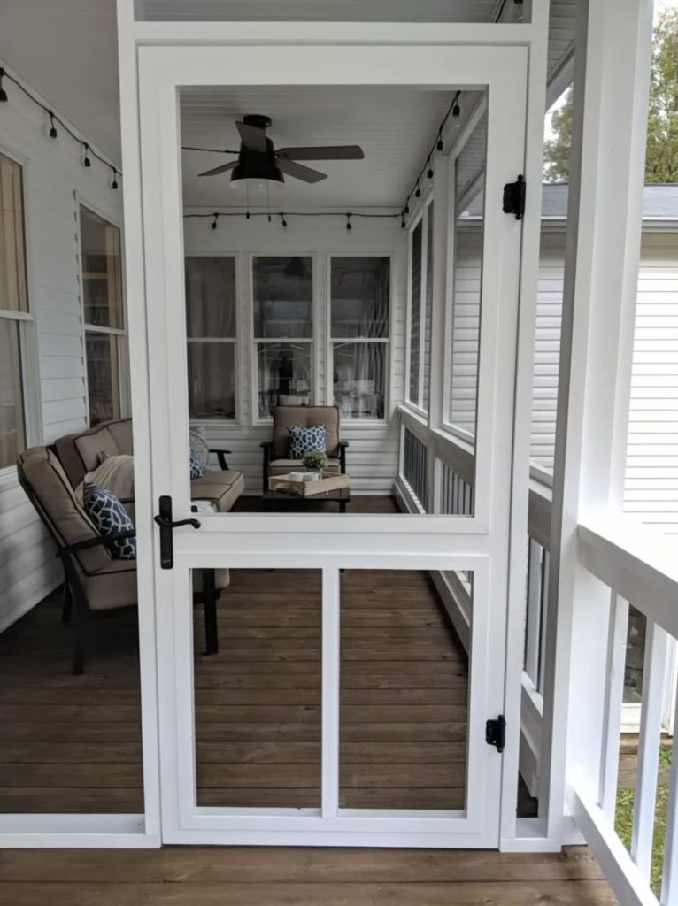 Classic wooden screen door on a traditional home