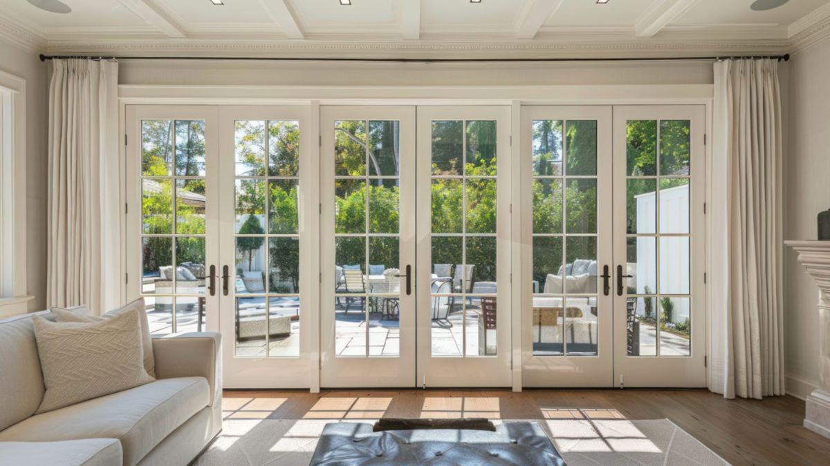 Classic and timeless white French doors create an elegant feel to the home.